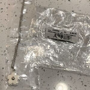 Authentic Brighton dazzling white flower necklace. 14”sterling silver chain.